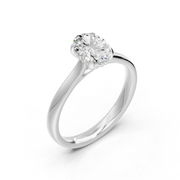 Solitaire diamant naturel ovale et diamants naturels ronds 1.05 carat or blanc 14 carats Viviana